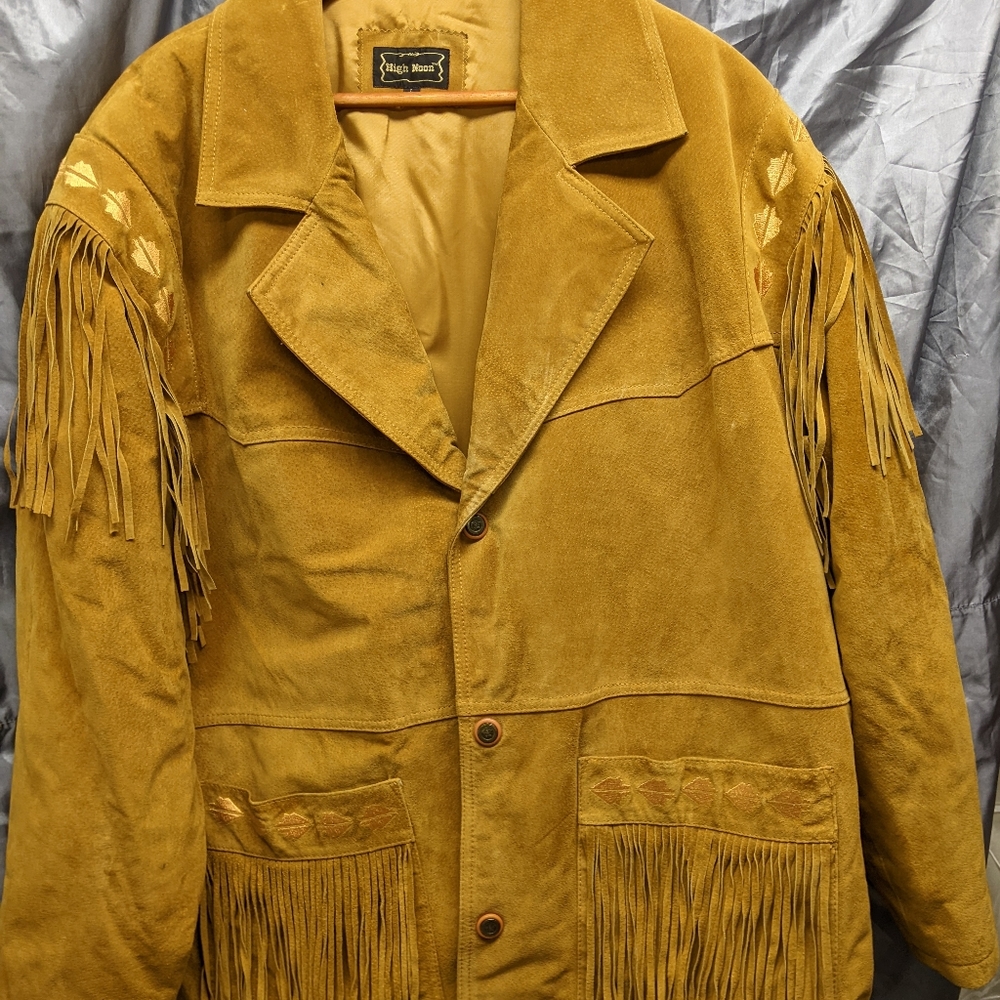 Western High Noon Fringed Leather Coat